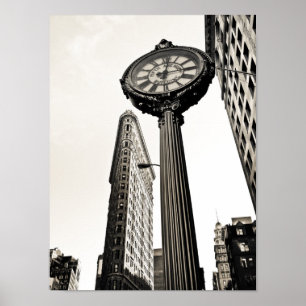Poster New York City - Flatiron Building and Clock