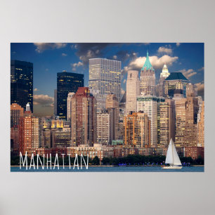 Poster New York City Manhattan Skylne at Night Postcard