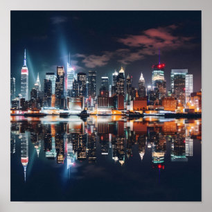Poster New York City Night Skyline