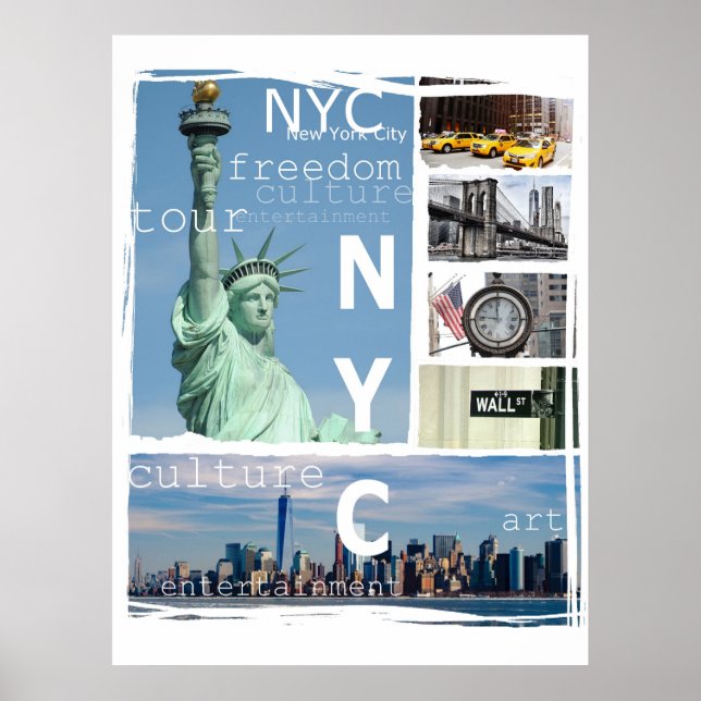 Poster New York City Nyc Manhattan Liberty Statue Ny (Devant)