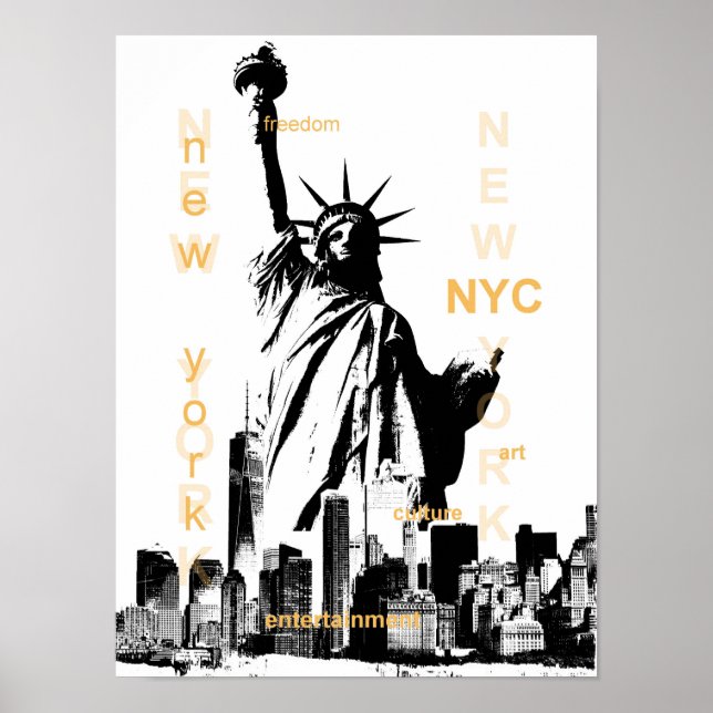 Poster new york city nyc statue de la liberté pop art (Devant)