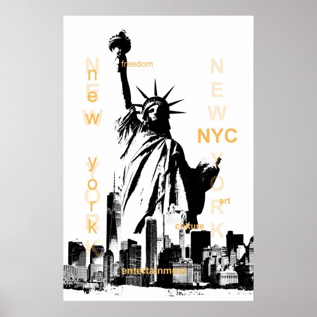 Poster new york city nyc statue de la liberté pop art (Devant)