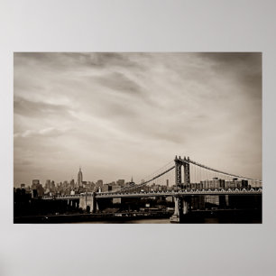 Poster New York City Skyline et Manhattan Bridge