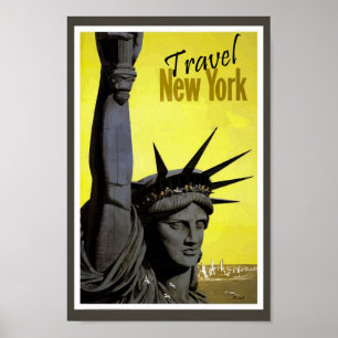 Poster New York City Statue de la Liberté Retro Vintage