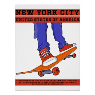 Poster New York City, USA Cool Skateboard