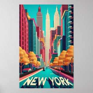 Poster New York City, Villes du Monde, style Vintage