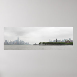 Poster New York et New Jersey Skyline dans le brouillard