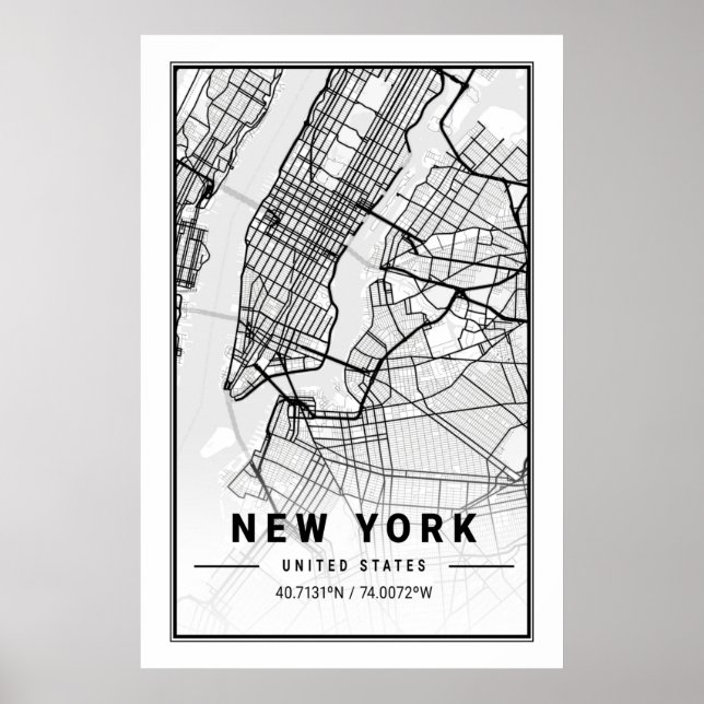Poster New York États-Unis Villes Voyage USA City Carte (Devant)