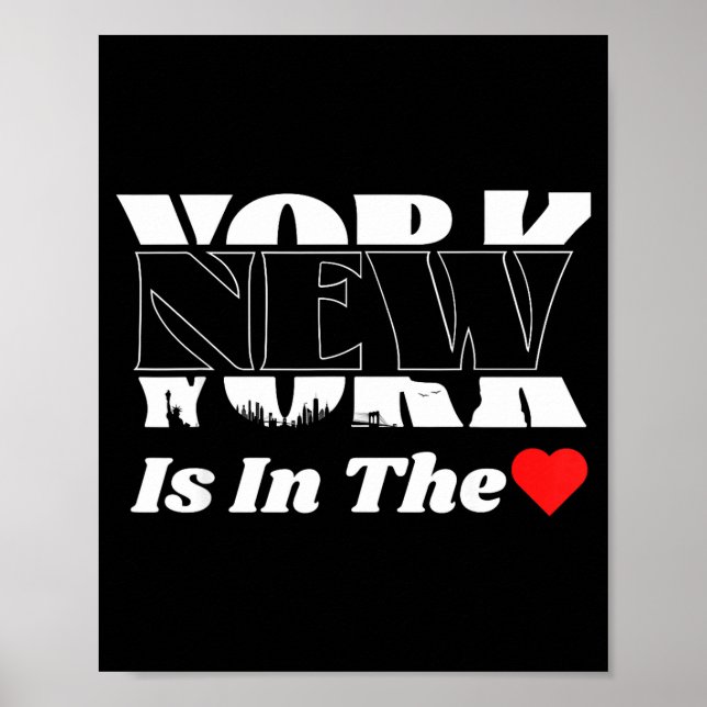 Poster New York Is In The Heart – Bold Skyline Graphic De (Devant)