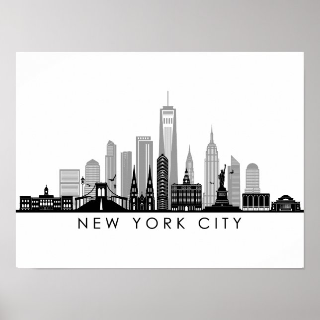 Poster NEW YORK Manhattan USA City Skyline (Devant)