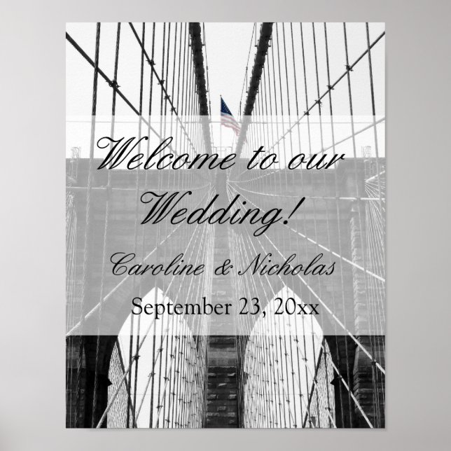 Poster New York Mariage NYC Brooklyn Bridge (Devant)
