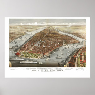 Poster New York, NY Panoramic Map - 1876