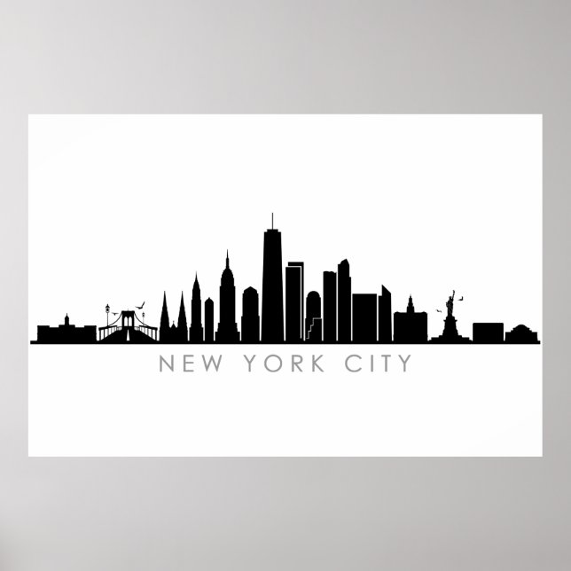 Poster NEW YORK NYC Manhattan USA City Skyline Silhouette (Devant)