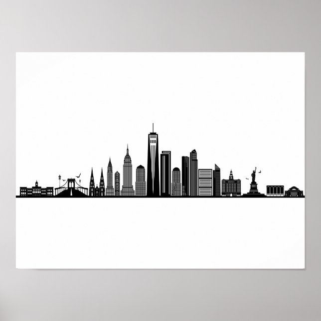 Poster NEW YORK NYC Manhattan USA City Skyline Silhouette (Devant)