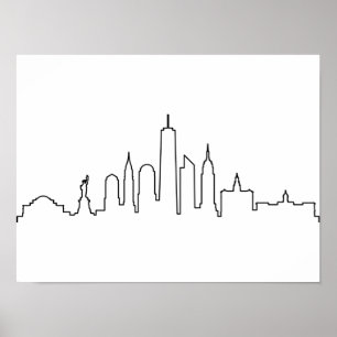 Poster NEW YORK NYC Manhatten USA City Skyline Silhouette