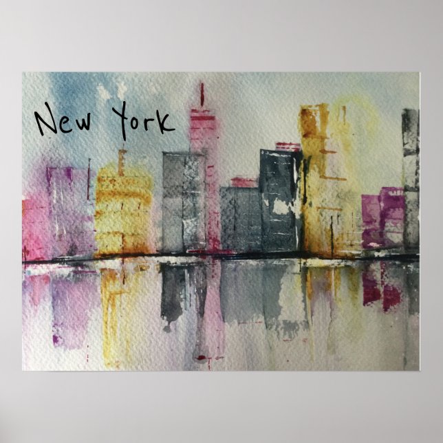 Poster New York NYC Skyline Cityscape (Devant)
