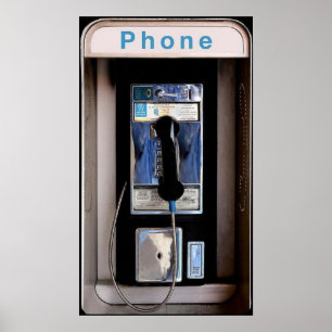 Poster New York Public Pay Phone, Retro Phone Booth