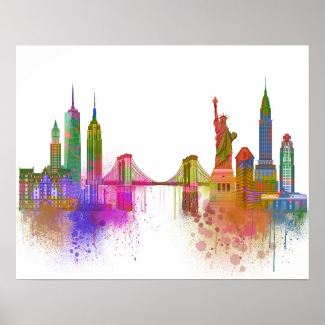 Poster New York Skyline - Arc en ciel (Devant)