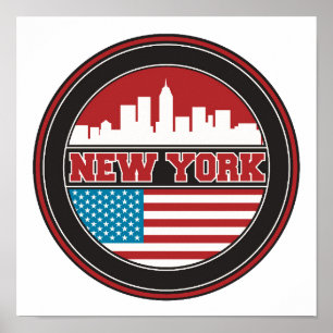 Poster New York Skyline   Drapeau des États-Unis