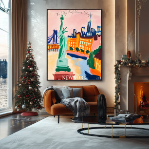 Poster New York Skyline et la liberté dans Fauvist Artist