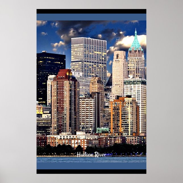 Poster New York Skyline, Voilier sur la rivière Hudson (Devant)