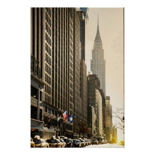 Poster New York, St d'E 42 et construction de Chrysler