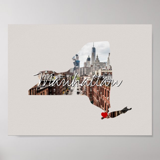 Poster New York State Photo insert and town name (Devant)