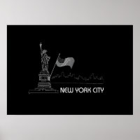 New York - Statue de la Liberté - USA - Drapeau gr