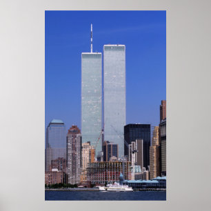 Poster New York, USA. Twin towers of the famous World