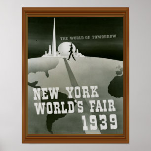 Poster New York World's Fair 1939 Vintage noir blanc