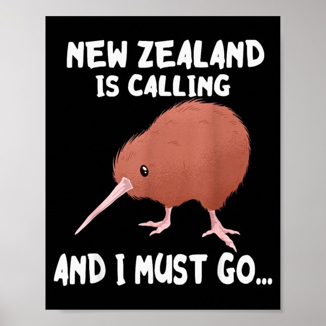 Poster New Zealand Is Calling Kiwi Bird Wildlife Animal  (Devant)