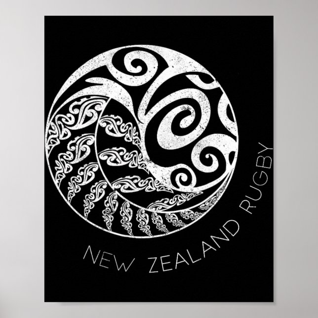 Poster New Zealand Rugby Maori Insred Kiwi &amp; Silver F (Devant)