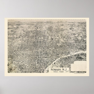 Poster Newark, NJ Panoramic Map - 1895
