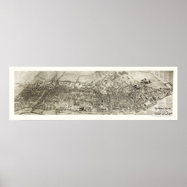 Poster Newark, NJ Panoramic Map - 1907 (Devant)