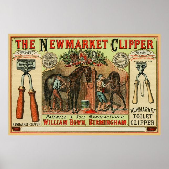 Poster Newmarket Clipper Horse publicité publicité et Vin (Devant)