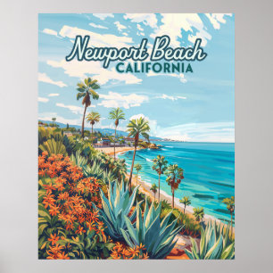 Poster Newport Beach Californie Orange County Vintage