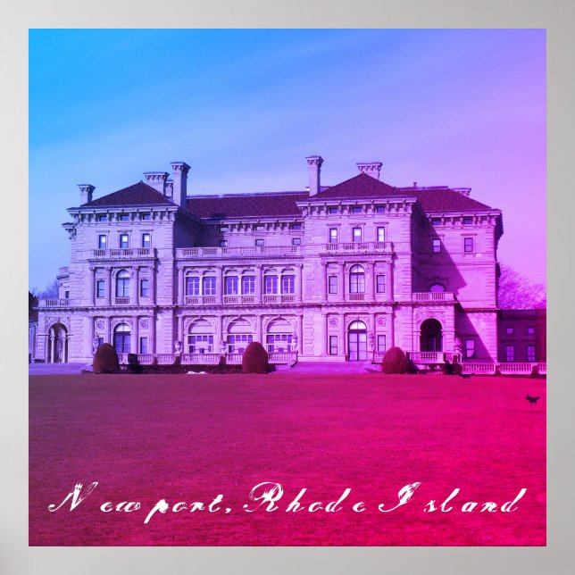 Poster Newport, Rhode Island Cliff Walk Beach Mansion (Devant)