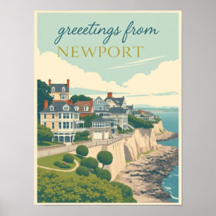 Poster Newport, Rhode Island  Manoirs de Cliff Walk Vinta