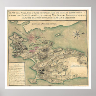 Poster Newport, RI Carte révolutionnaire 1780