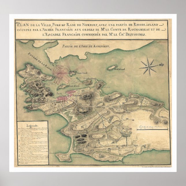 Poster Newport, RI Carte révolutionnaire 1780 (Devant)