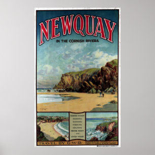 Poster Newquay vintage dans le voyage cornouaillais de la
