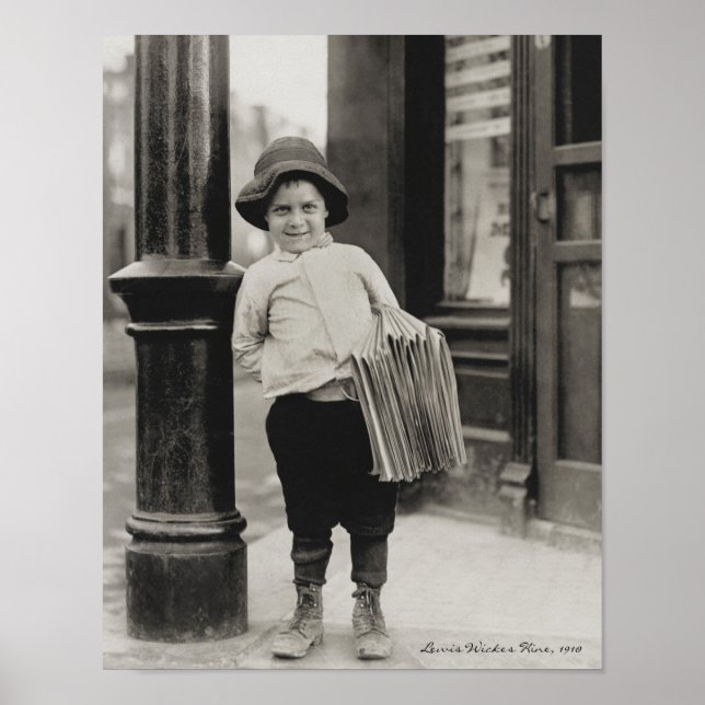 Poster Newsboy à St. Louis par Lewis Wickes Hine, 1910 (Devant)