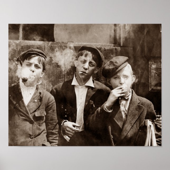 Poster Newsboys Smoking - 1910 Photo Travail des enfants (Devant)