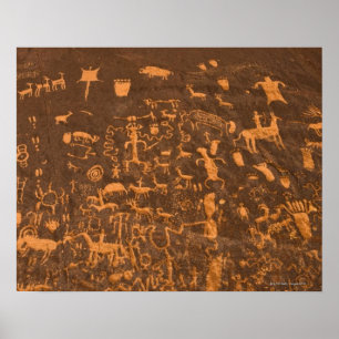 Poster Newspaper Rock est un panneau pétroglyphe gravé da