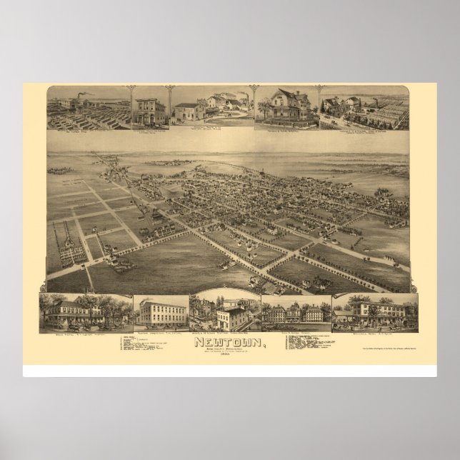 Poster Newtown, PA Carte panoramique - 1893 (Devant)