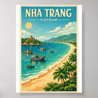 Poster nha trang vietnam voyage rétro 2026