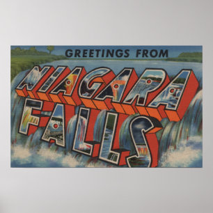 Poster Niagara Falls, New York - Scènes de grandes lettre