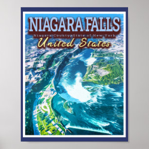 POSTER NIAGARA TOMBE - NIAGARA NEW YORK ÉTATS-UNIS