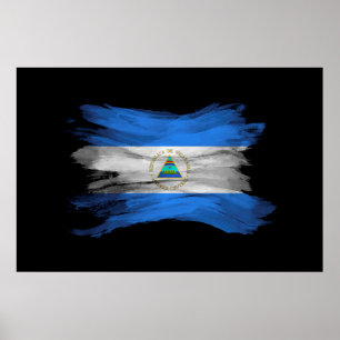 Poster Nicaragua flag brush stroke, national flag