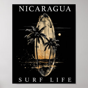 Poster Nicaragua Nica Surf Vintage Surfeur 